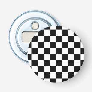 Décapsuleur Carrés à carreaux géométriques rétro noir et blanc