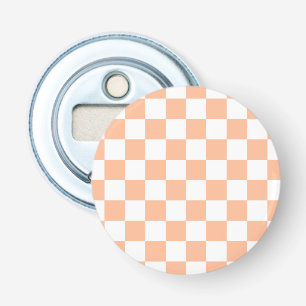 Décapsuleur Carrés à carreaux pêche et blanc géométrique rétro