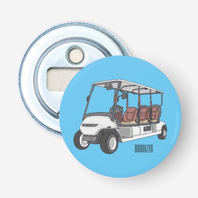 Décapsuleur Carte de golf / dessin animé en voiturette de golf (Devant)