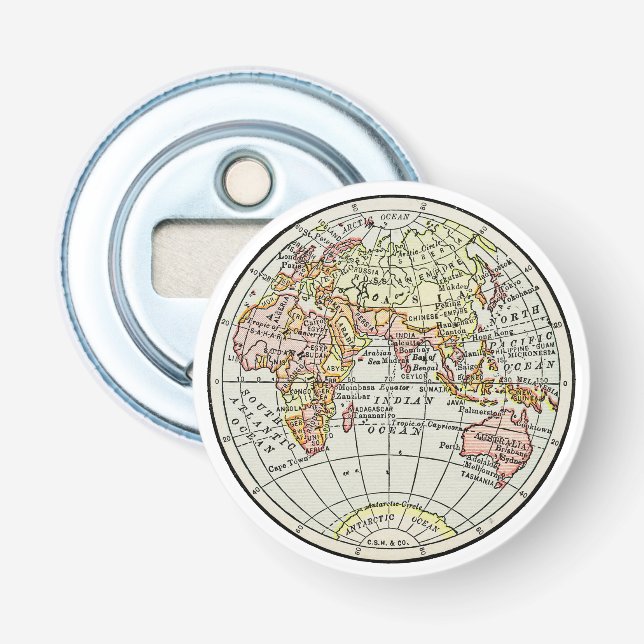 Décapsuleur Carte de l'hémisphère oriental Globe Travel Art (Devant)