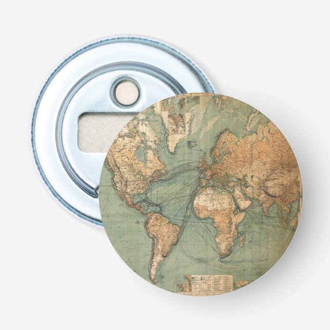 Décapsuleur Carte vintage du monde antique (Devant)