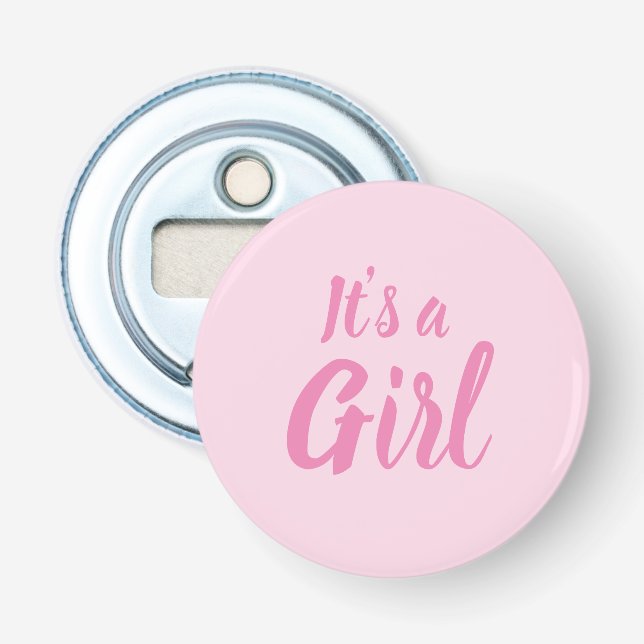 Décapsuleur C'est une fille, baby shower rose clair révèle (Devant)