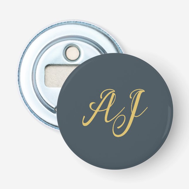 Décapsuleur Charbon Couleur Or Monogramme Initial Professionne (Devant)