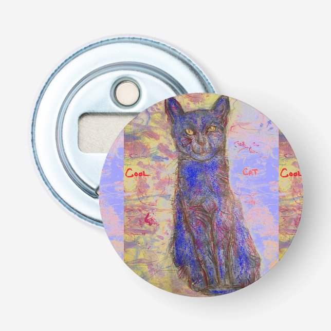 Décapsuleur chat bleu cool (Devant)
