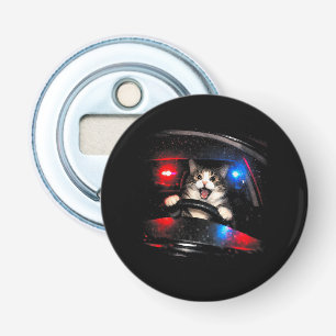 Décapsuleur Chat de police drôle conduisant une voiture Mème d