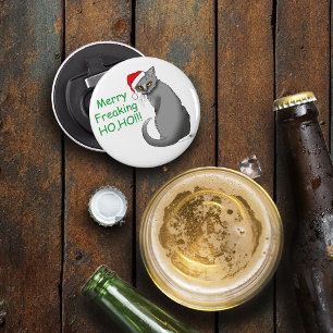 Décapsuleur Chat Gris Drôle Grognon Noël Humour Fêtes