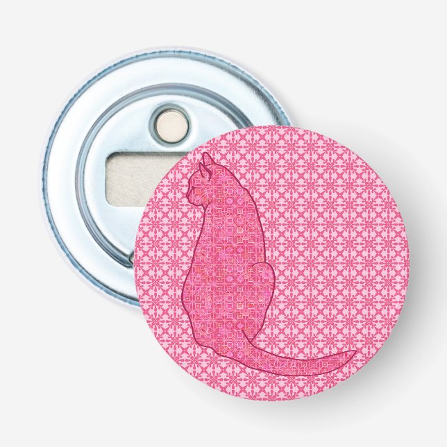 Décapsuleur Chat japonais - Fuchsia Pink Batik (Devant)
