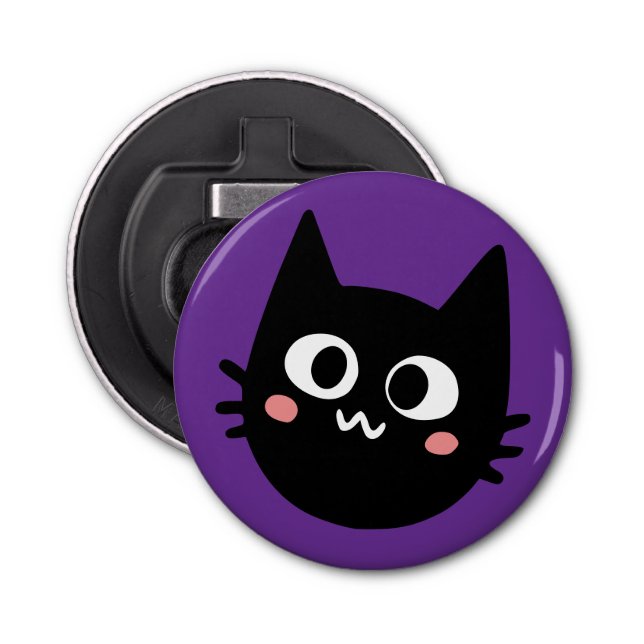 Décapsuleur Chat noir drôle violet (Devant)