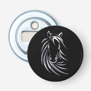 Décapsuleur Cheval argenté tête sur noir