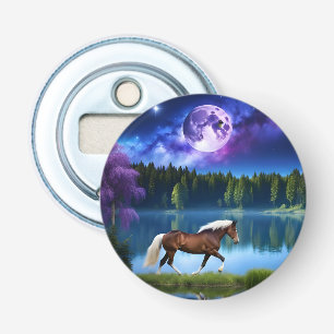 Décapsuleur Cheval belge Palomino sous ciel étoilé violet