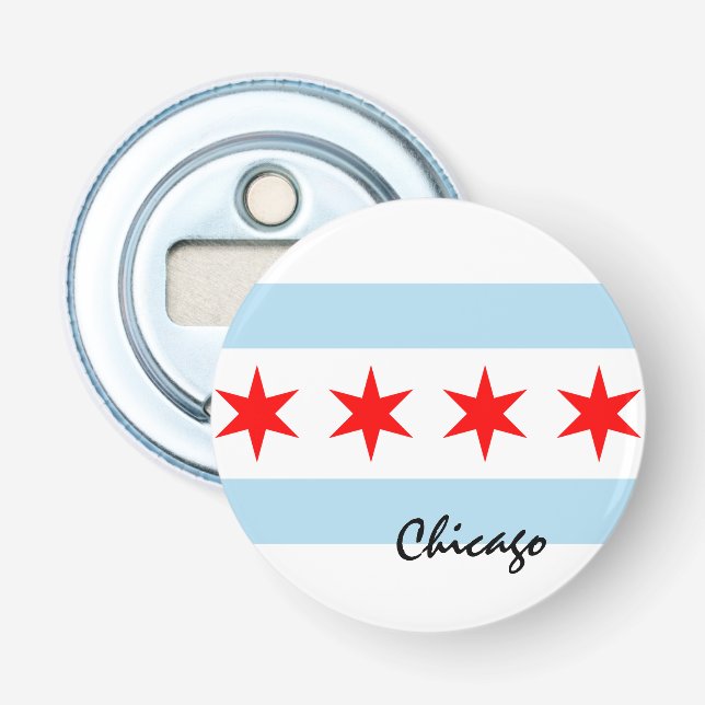Décapsuleur Chicago Flag, City & Illinois State USA / sports (Devant)