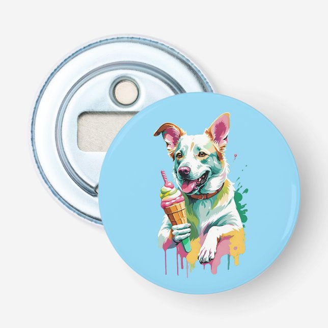 Décapsuleur Chien heureux mangeant une glace (Devant)