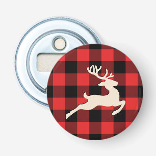 Décapsuleur Christmas Holiday Deer Antlers Red Buffalo Plaid