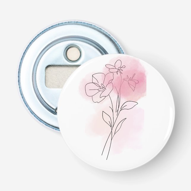 Décapsuleur Chuchotement Floral – Bouton d'Art en Ligne Minima (Devant)