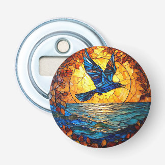 Décapsuleur Circulaire d'oiseaux au-dessus de l'océan couché d