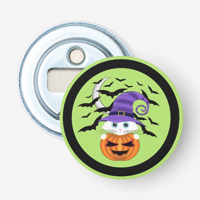 Décapsuleur Citrouille effrayant avec un Casquette Kitty et so (Devant)