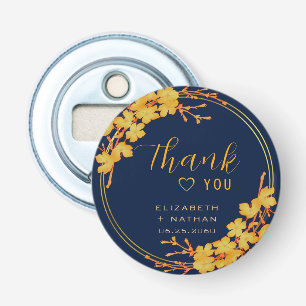 Décapsuleur Classic Gold Floral Marine Mariage bleu Merci
