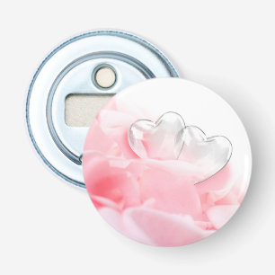 Décapsuleur Coeurs de verre romantique Pétales Roses
