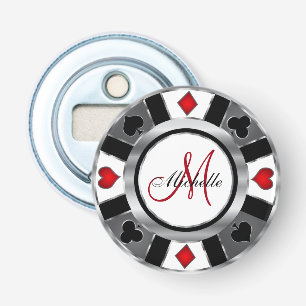 Décapsuleur Conception de jeton de Poker en argent Monogram