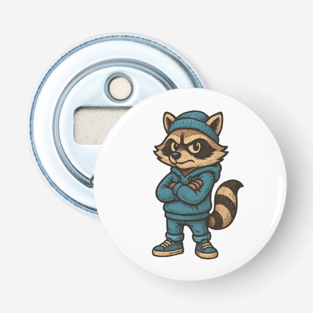 Décapsuleur Cool Gangster Raccoon - Vêtements de rue urbains A (Devant)