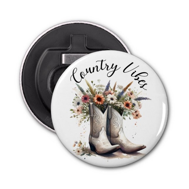 Décapsuleur Country Vibes Bottes et fleurs occidentales Aquare (Devant)