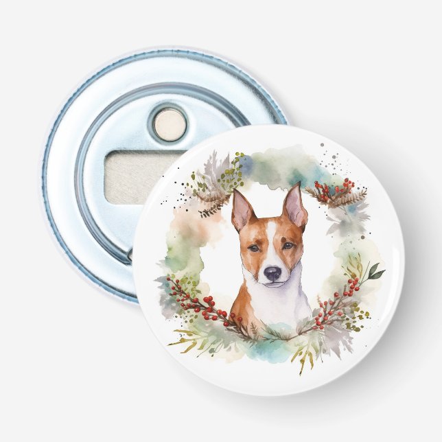 Décapsuleur Coupe de fête de la couronne de Noël Basenji (Devant)