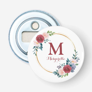 Décapsuleur Couronne de Rose de Bourgogne Monogramme et nom pe