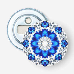 Décapsuleur Couronne Élégante Ornée de Fleurs Bleues