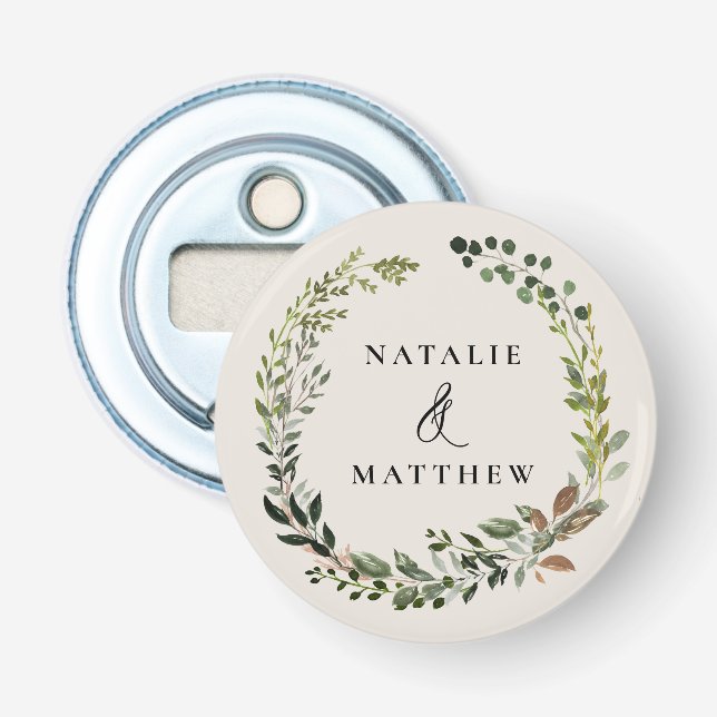 Décapsuleur Couronne feuillage rustique fête de mariage d'hive (Devant)