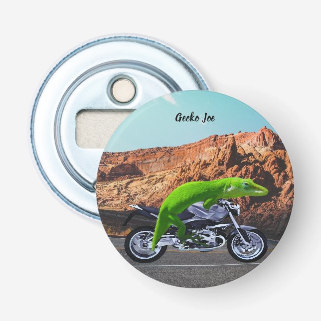 Décapsuleur Coutume Gecko Rider sur Motorcycle Desert Highway (Devant)