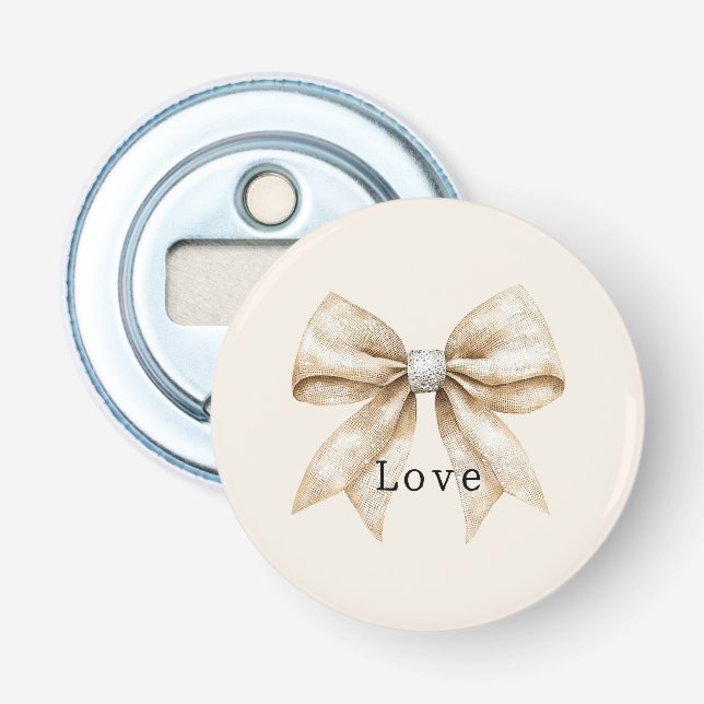 Décapsuleur Crème chic blanc argent glam Bow Love (Devant)