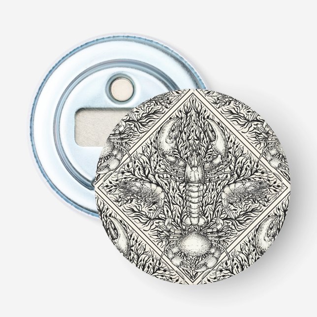 Décapsuleur Crustacéen en noir et blanc naturel (Devant)