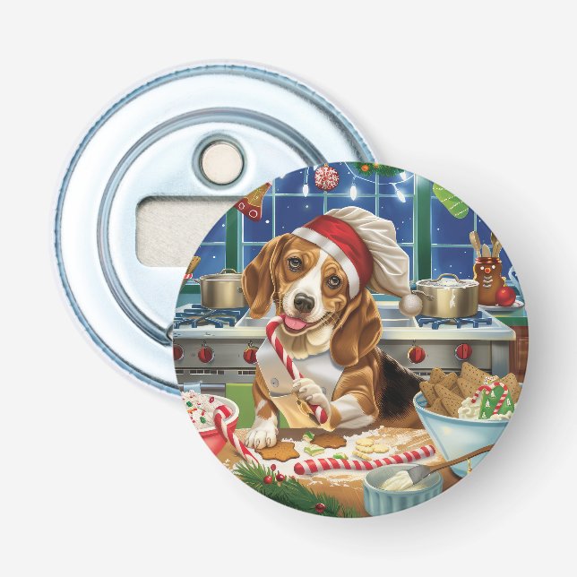 Décapsuleur Cuisine de vacances beagle : Noël festif (Devant)