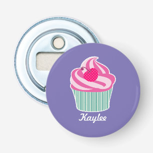 Décapsuleur Cupcake rose personnalisé avec cerise Pointe Polka