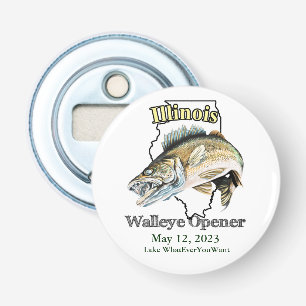 Décapsuleur Custom Lake et Date Illinois Walleye Opener