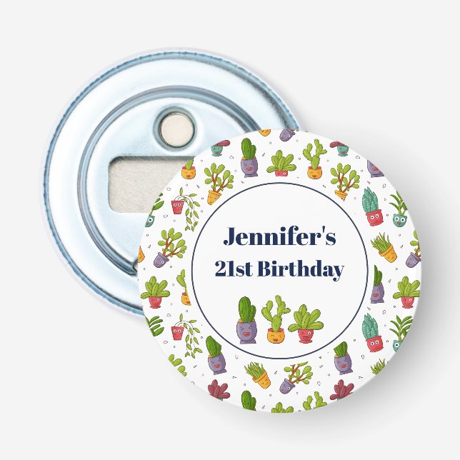 Décapsuleur Cute Cactus Nature Succulents Motif Anniversaire (Devant)