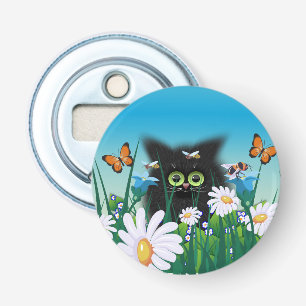 Décapsuleur Cute Fluffy Black Kitten et Daisy Art