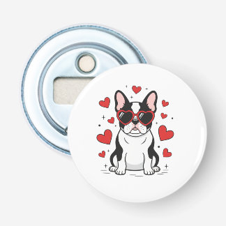Décapsuleur Cute Frenchie in Love Heart Sunglasses Illustratio