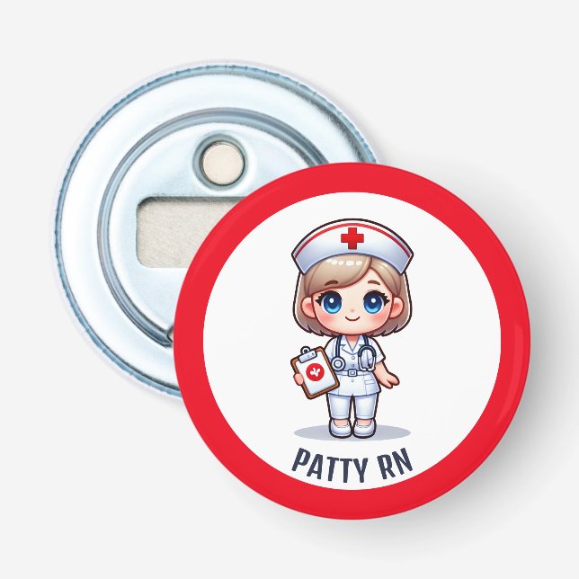 Décapsuleur Cute Manga Blonde Nurse Caricature Personnalisée (Devant)