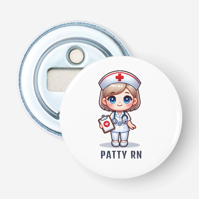 Décapsuleur Cute Manga Blonde Nurse Caricature Personnalisée (Devant)