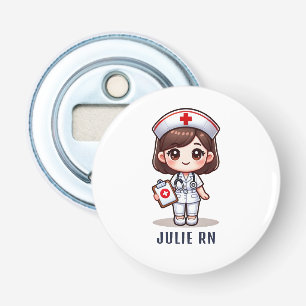 Décapsuleur Cute Manga Brunette Nurse Caricature Personnalisée