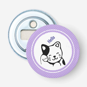 Décapsuleur Cute noir et blanc Kitty Chat Waving Bonjour