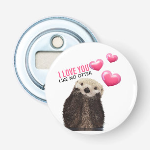 Décapsuleur Cute Otter avec Coeurs roses Vous aimez jouer