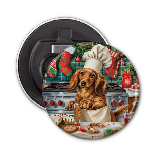 Décapsuleur Dachshund Gîtes : Noël festif (Devant)