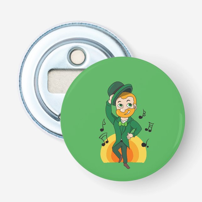 Décapsuleur Dancing leprechaun, dessin animé de la Saint Patri (Devant)