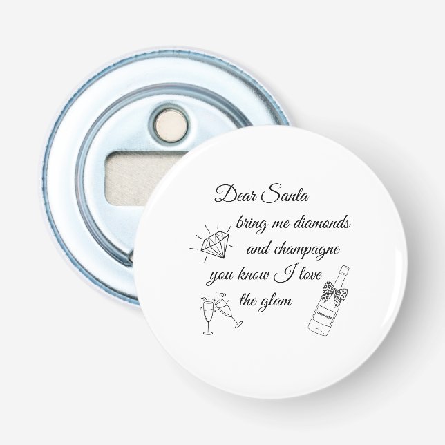 Décapsuleur Dear Santa Champagne & Diamonds Line Art Design (Devant)