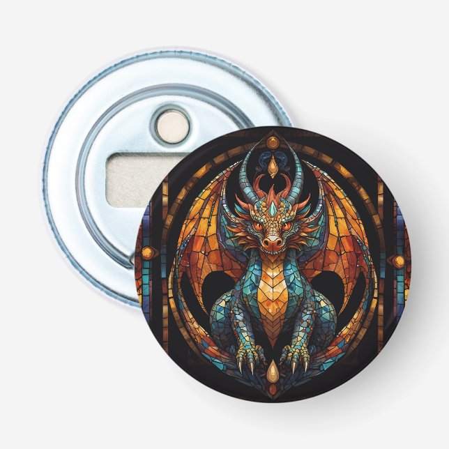 Décapsuleur Design Mosaïque en verre de dragon mignon (Devant)