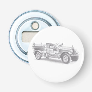 Décapsuleur dessin au crayon vintage pour camion à feu