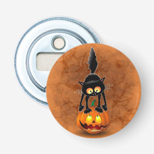 Décapsuleur Dessin d'Halloween au chat effrayé sur Citrouille