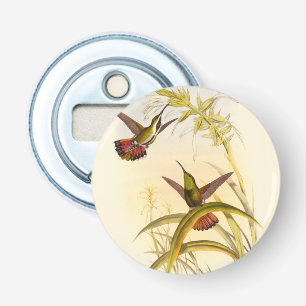 Décapsuleur Deux colibris colorés visant pour la même fleur